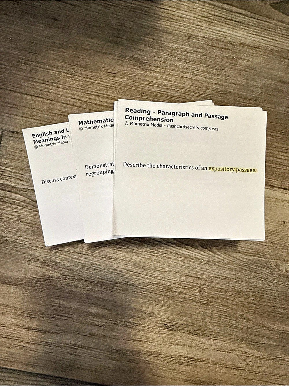 Teas (mometrix) exam flash cards